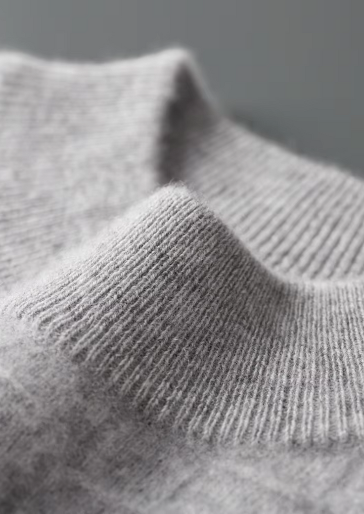Premium Extra-Fine Merino Wool Textured Mockneck Pullover