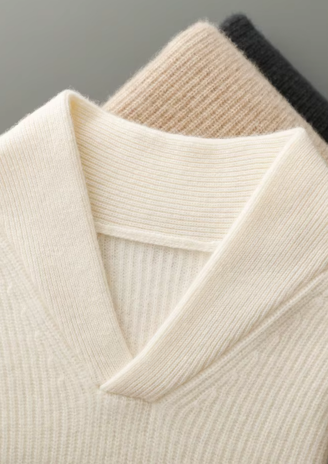 Luxury Cashmere Ribbed V-Neck Knit