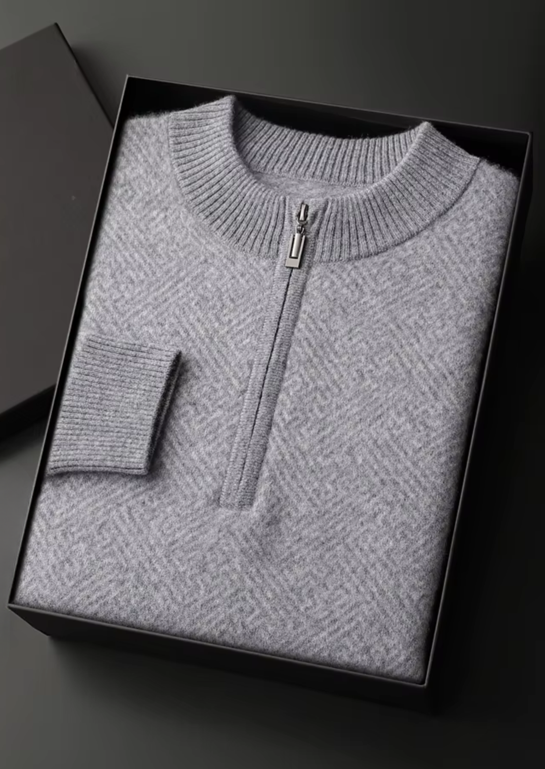 Signature Cashmere Patterned Half-Zip Sweater