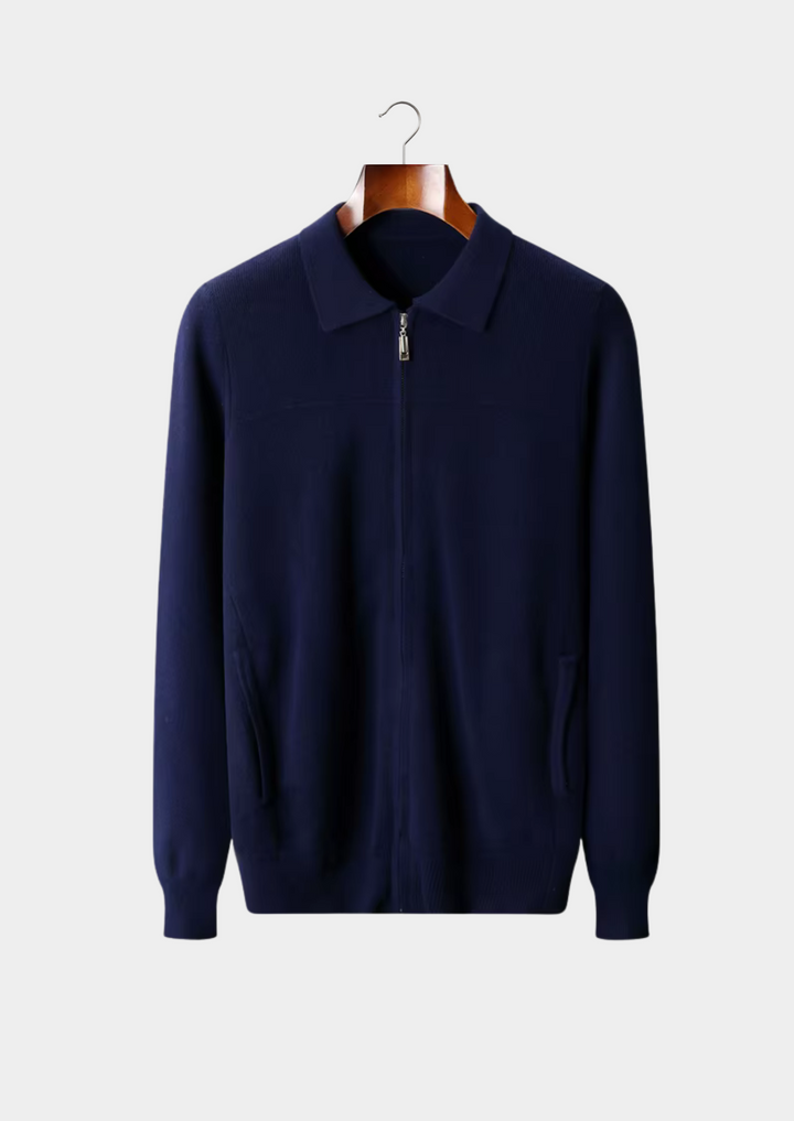 Merino Rib Knit Polo Cardigan