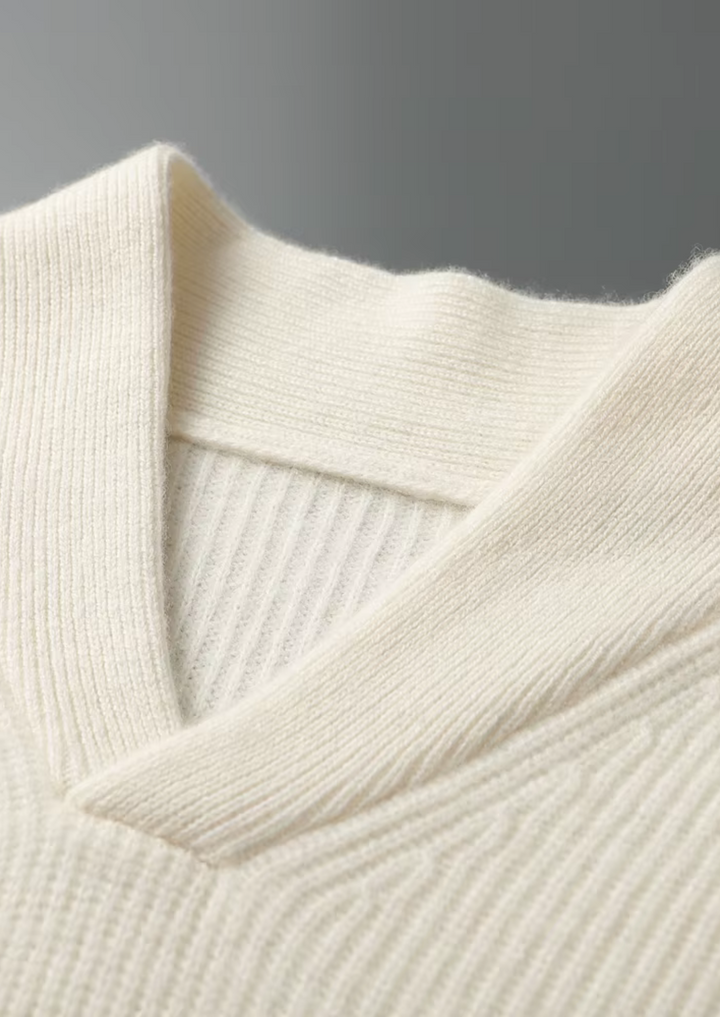 Luxury Cashmere Ribbed V-Neck Knit
