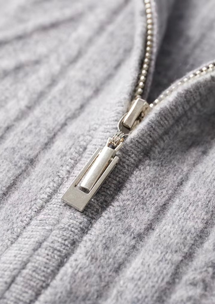 Exquisite Extra-Fine Merino Wool Patterned Zip Cardigan