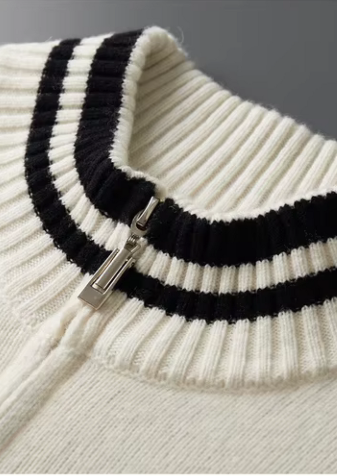 Pure Extra-Fine Merino Wool Two-Tone Zip Luxury Cardigan