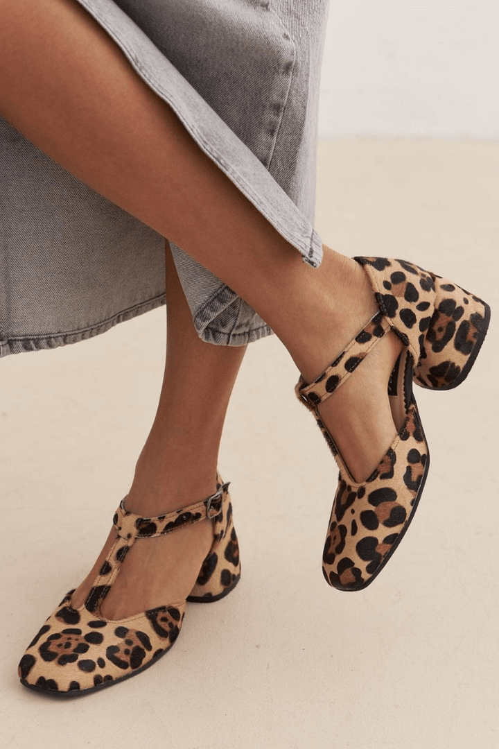 Elowen | Animal Print T-Strap Shoes
