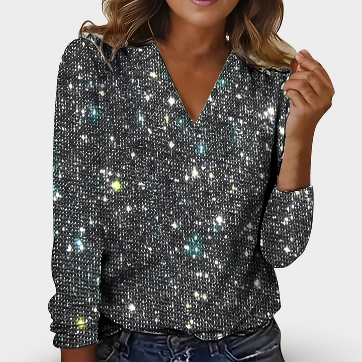 Rosanna | Chic Sparkling V-Neck Diamond Blouse