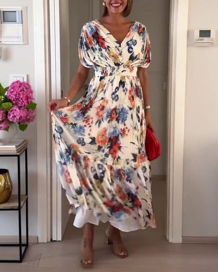 Margot | Soft Floral V-Neck Maxi Dress