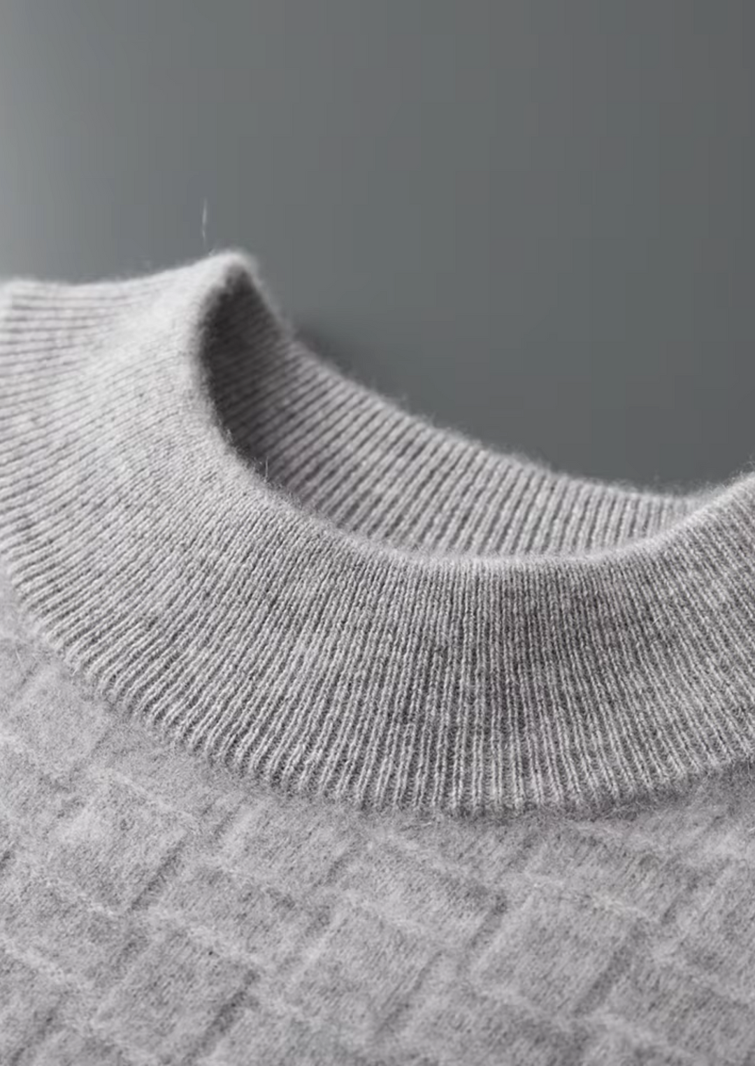 Premium Extra-Fine Merino Wool Textured Mockneck Pullover