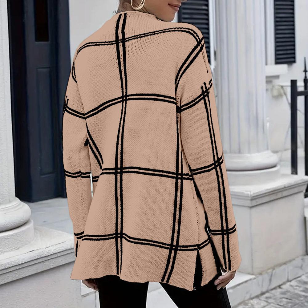 Hilary | Elegant Knitted Sweater with Checkered Pattern