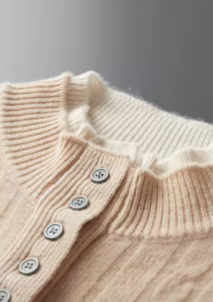 Premium Cable-Knit Merino Henley