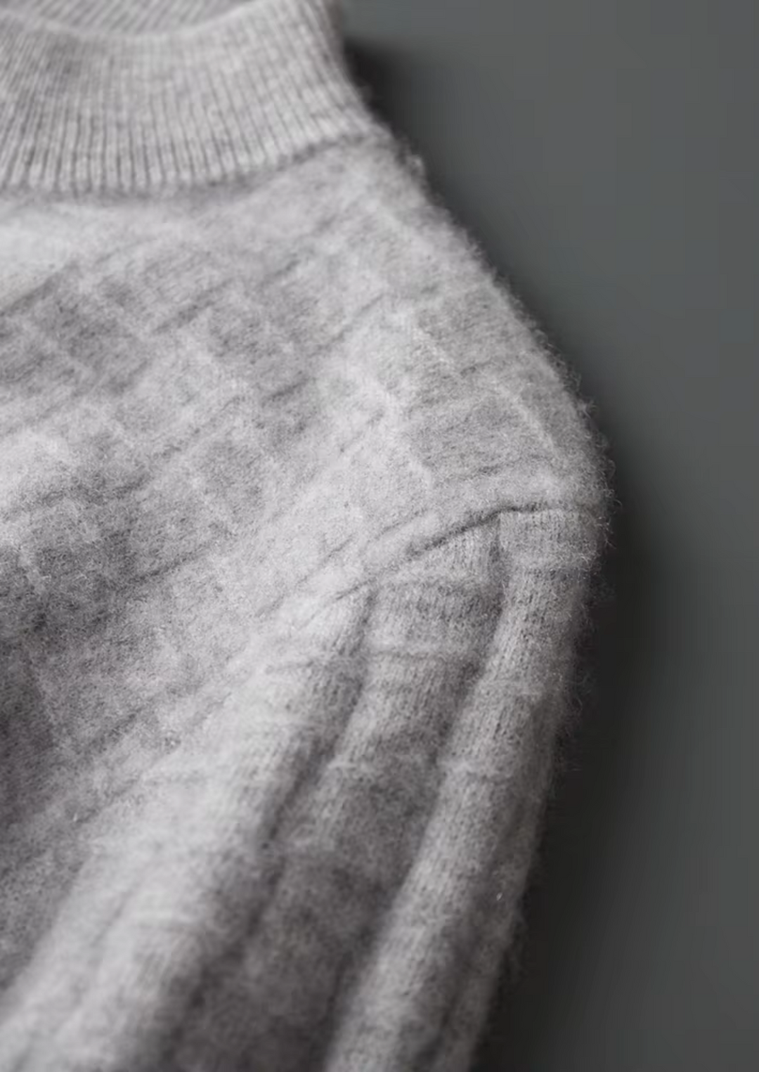 Premium Extra-Fine Merino Wool Textured Mockneck Pullover