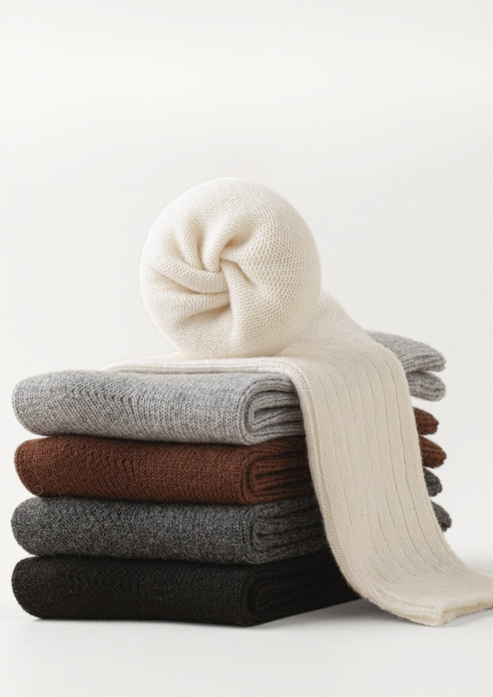 Ivory Ultra-Soft Merino Wool Ribbed Comfort Socks