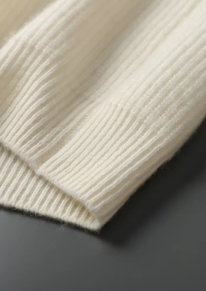 Luxury Cashmere Ribbed V-Neck Knit