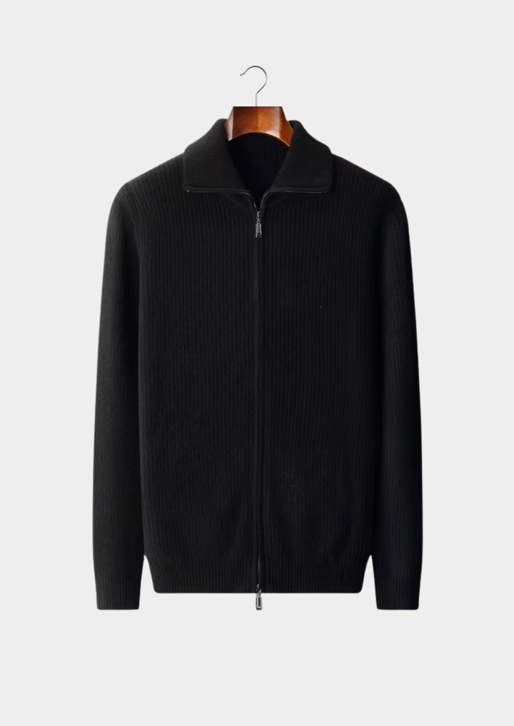 Signature Merino Dual-Zip Funnel Cardigan