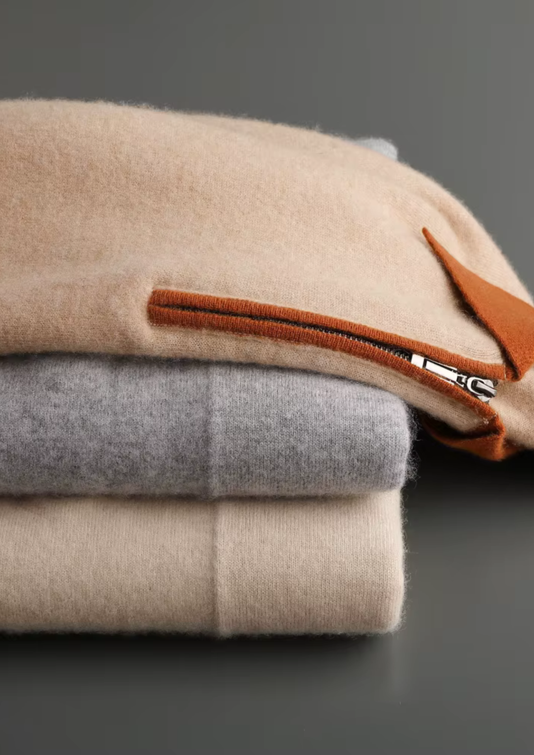 Elite Cashmere Two-Tone Zipper Polo