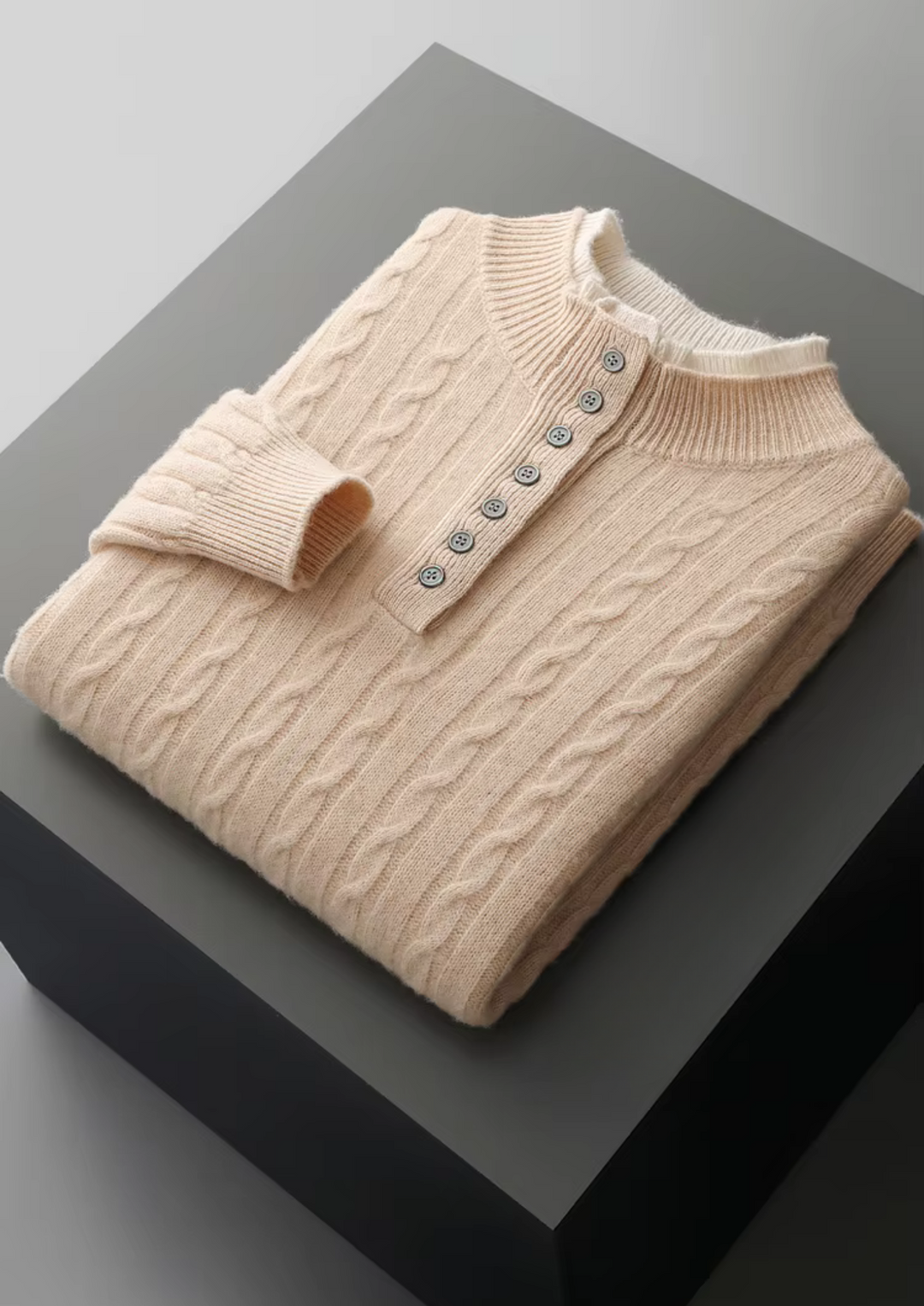 Premium Cable-Knit Merino Henley