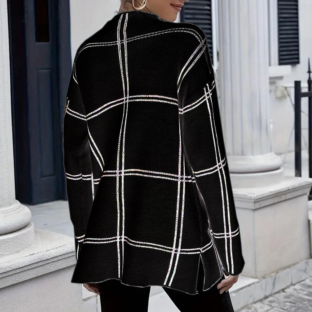 Hilary | Elegant Knitted Sweater with Checkered Pattern