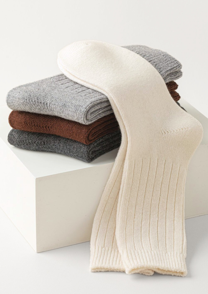 Coffee Ultra-Soft Ribbed Merino Wool Luxury Socks
