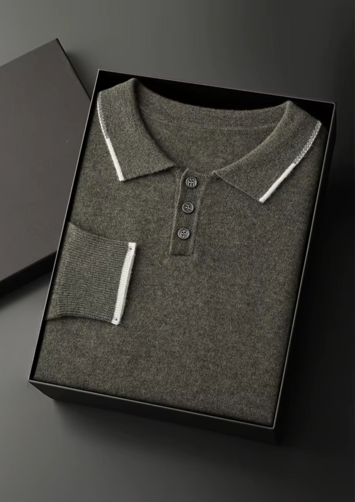 Luxury Two-Tone Cashmere Button Polo