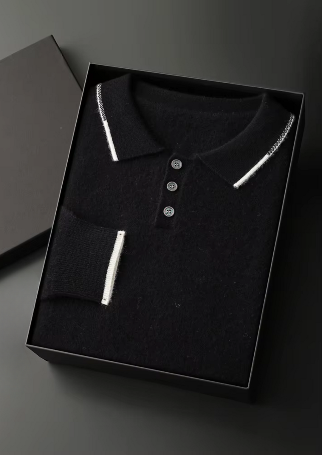 Luxury Two-Tone Cashmere Button Polo
