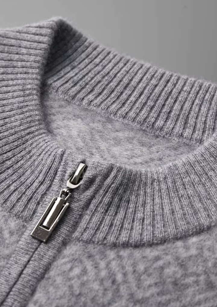 Signature Cashmere Patterned Half-Zip Sweater