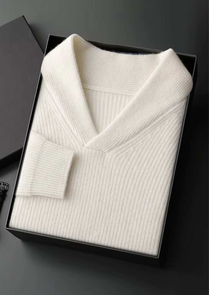 Luxury Cashmere Ribbed V-Neck Knit