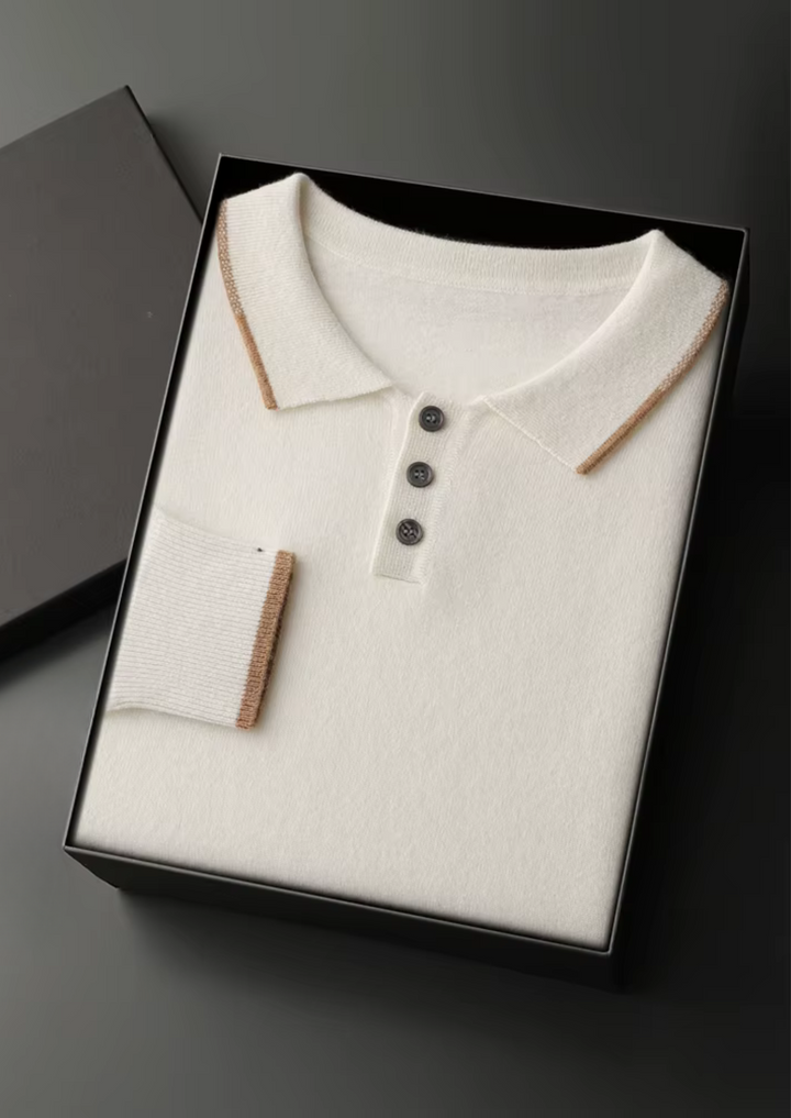 Luxury Two-Tone Cashmere Button Polo