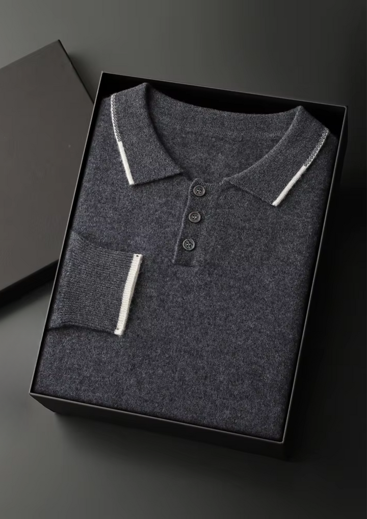 Luxury Two-Tone Cashmere Button Polo