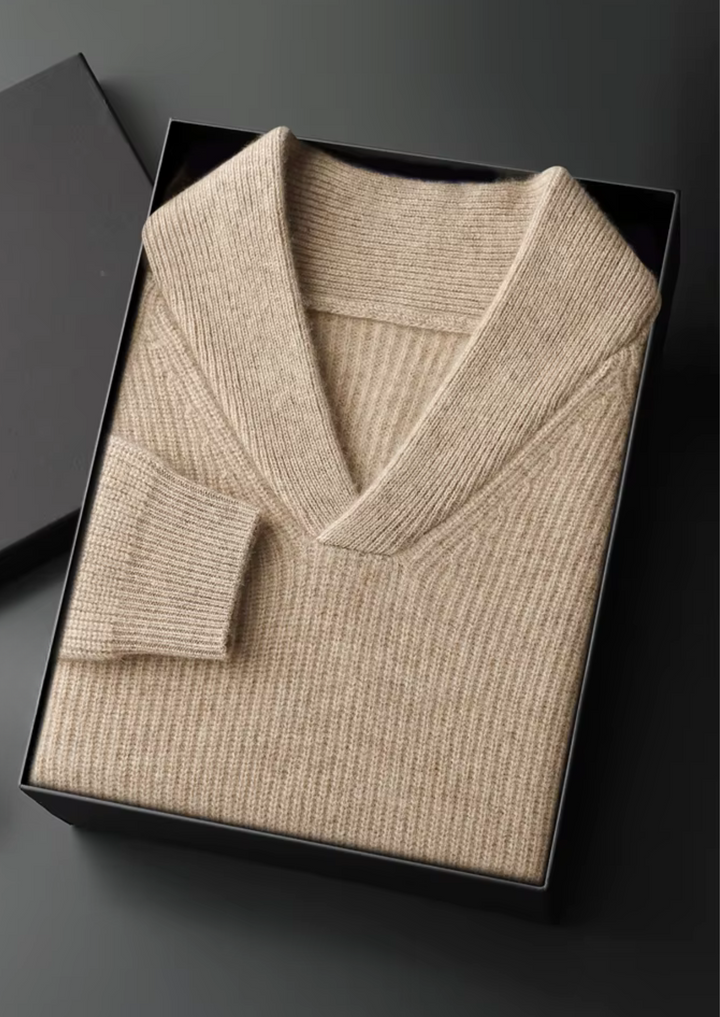 Luxury Cashmere Ribbed V-Neck Knit