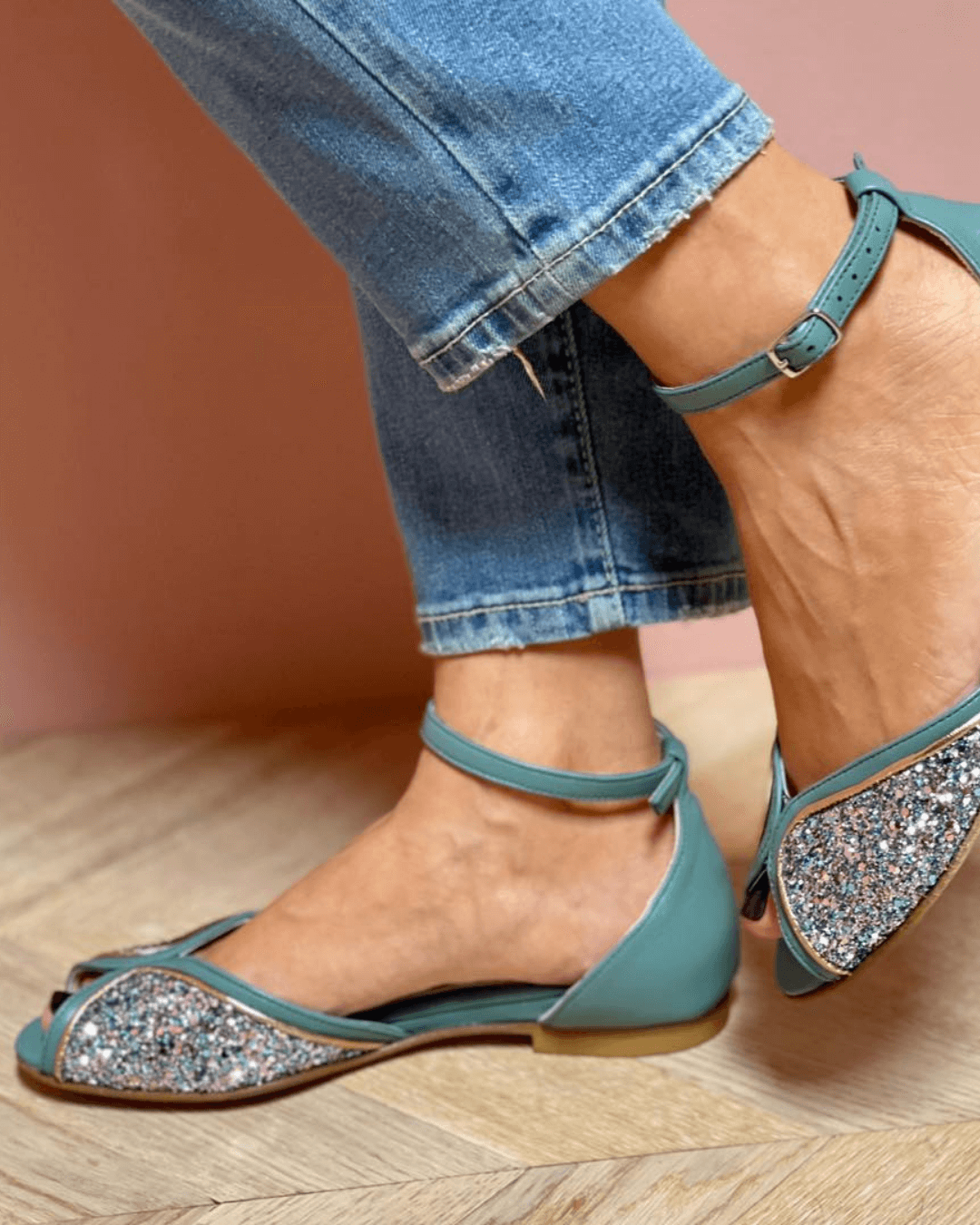 Sofia | Elegant Low Glitter Sandals