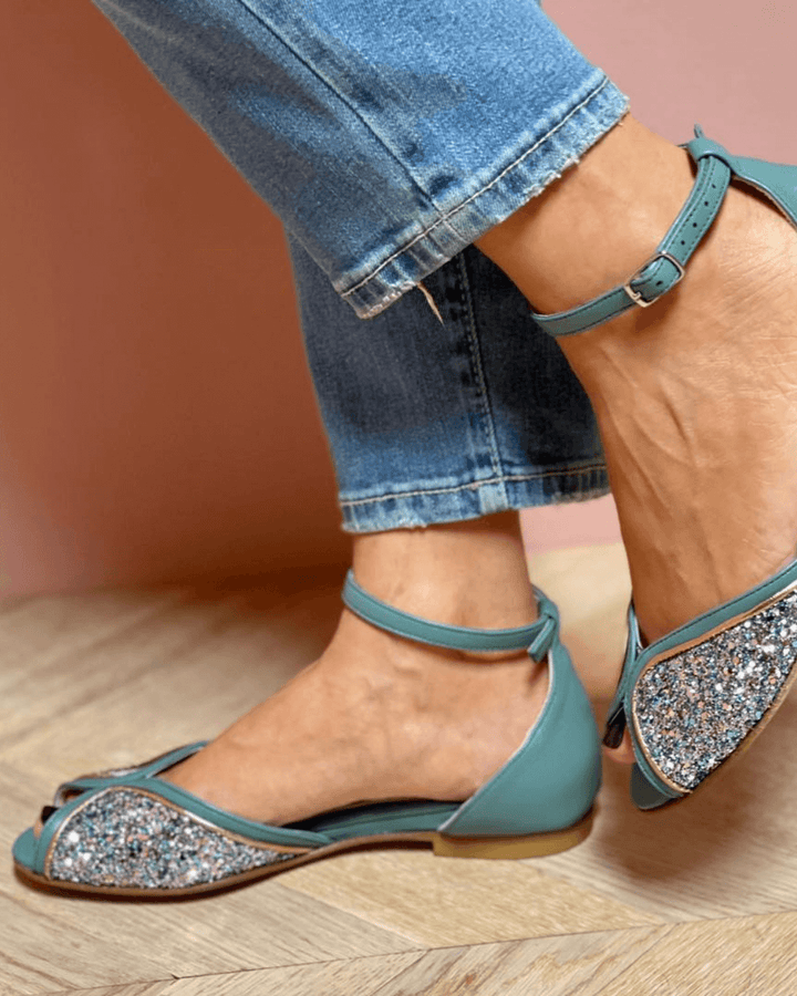 Sofia | Elegant Low Glitter Sandals