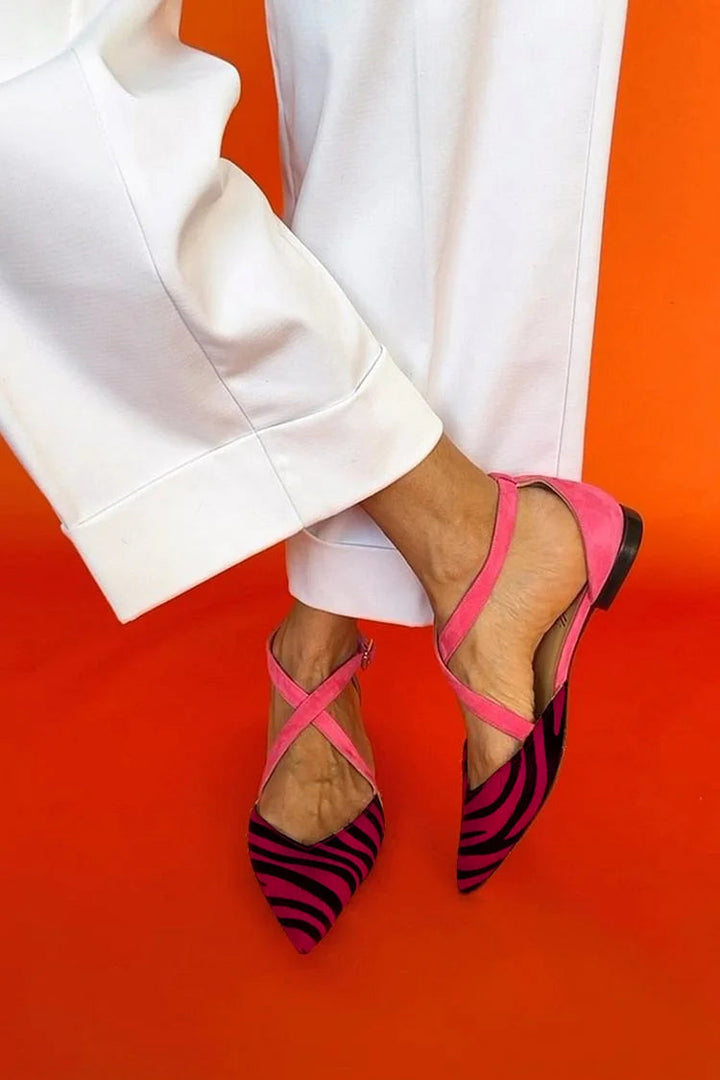 Bianca | Elegant Zebra-Detail Ballet Flats