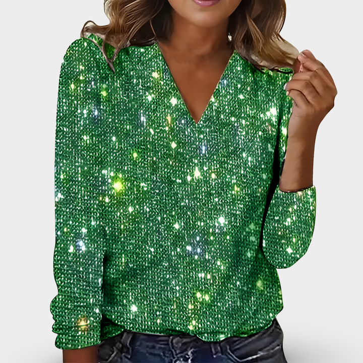 Rosanna | Chic Sparkling V-Neck Diamond Blouse