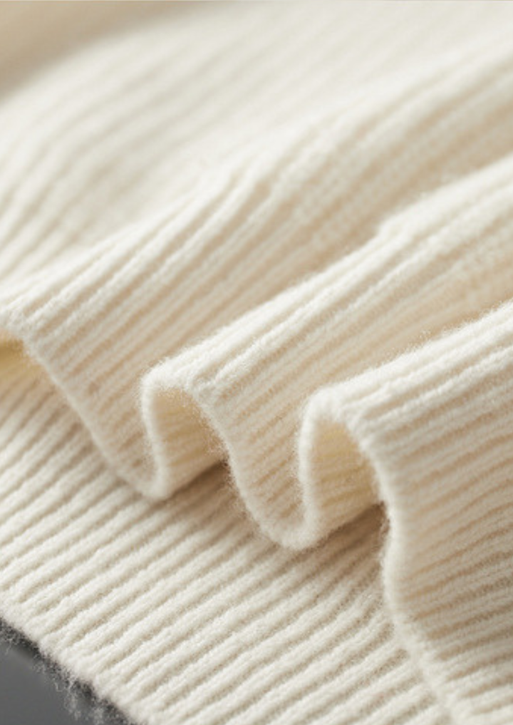 Pure Extra-Fine Merino Wool Ribbed Raglan Crewneck Sweater