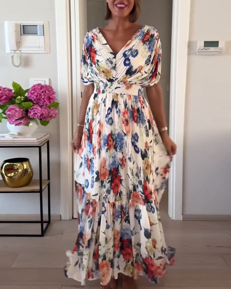 Margot | Soft Floral V-Neck Maxi Dress