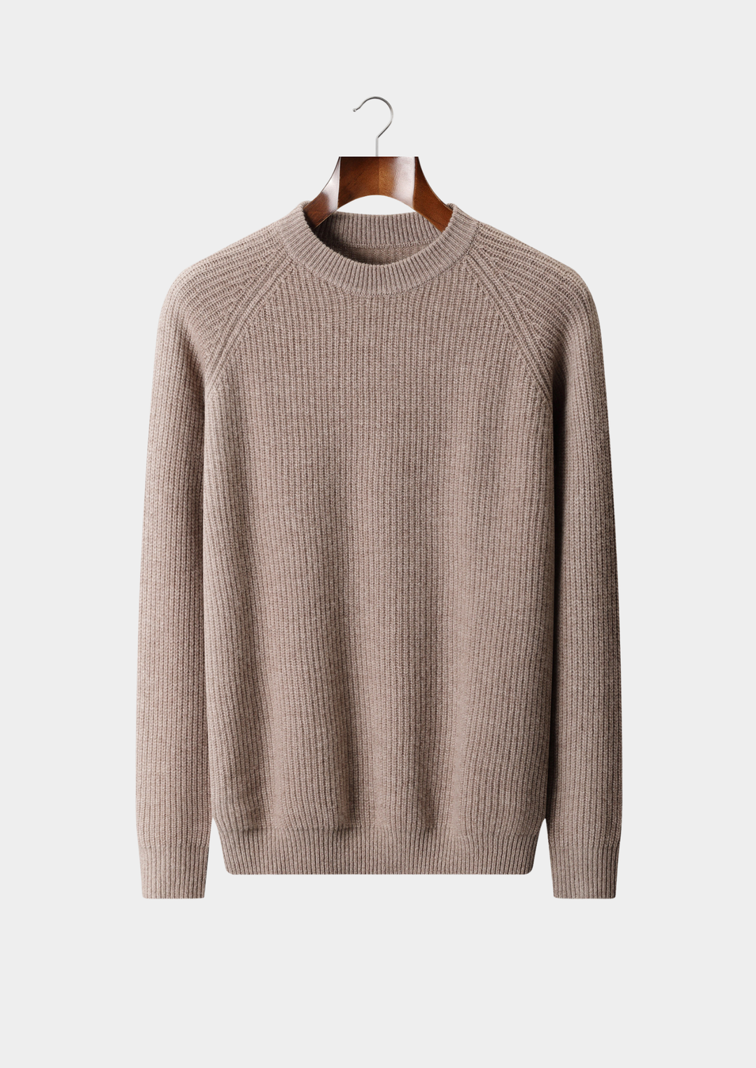 Pure Extra-Fine Merino Wool Ribbed Raglan Crewneck Sweater