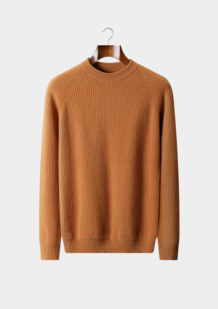 Pure Extra-Fine Merino Wool Ribbed Raglan Crewneck Sweater