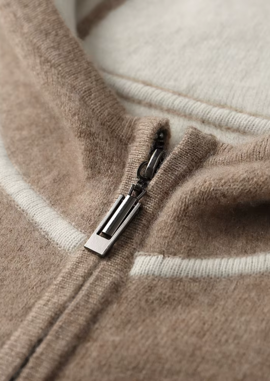 Luxury Cashmere Two-Tone Zip Hoodie