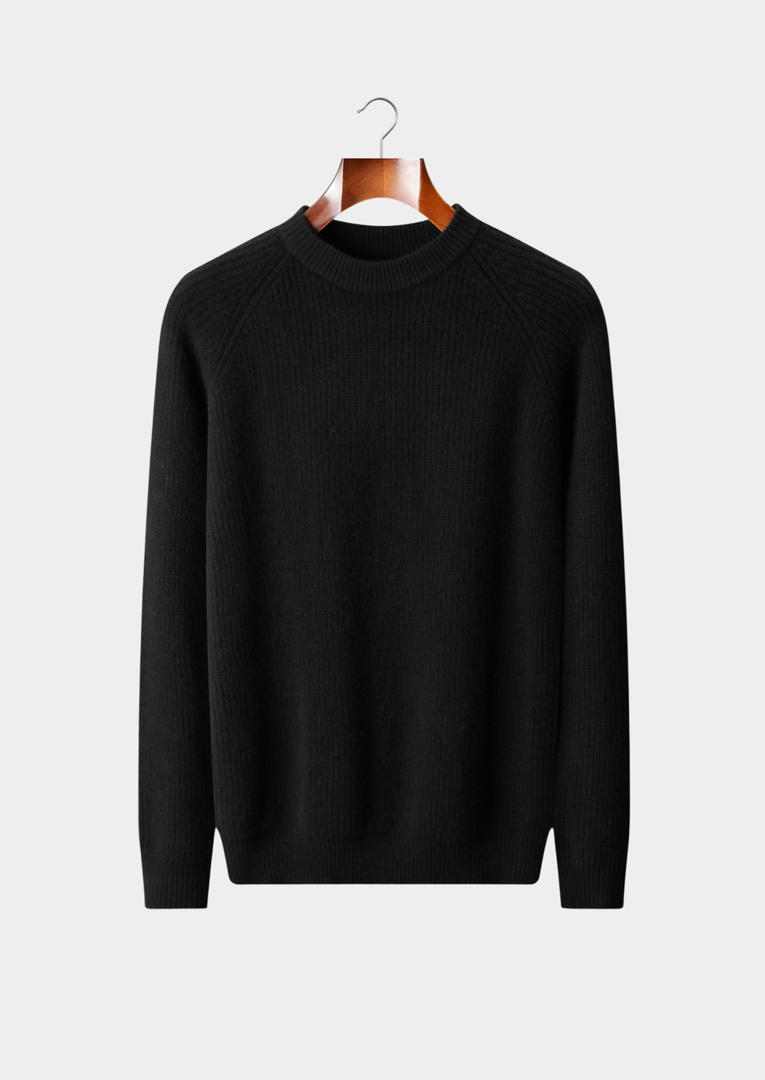 Pure Extra-Fine Merino Wool Ribbed Raglan Crewneck Sweater