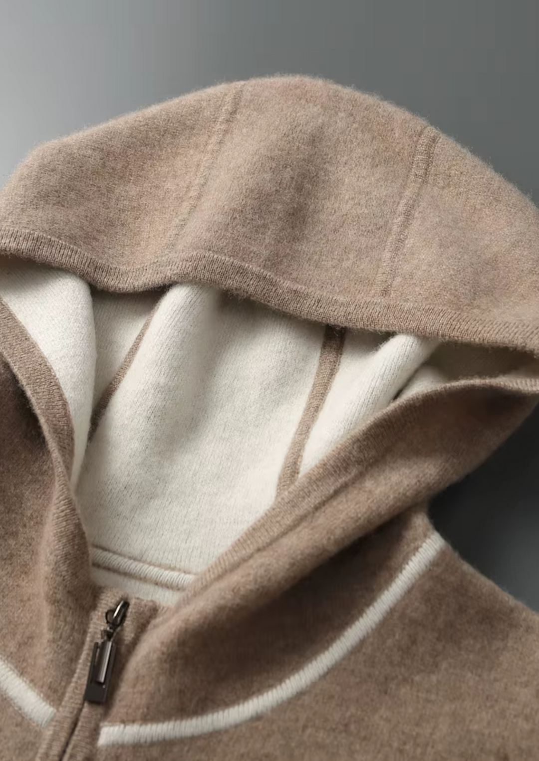 Luxury Cashmere Two-Tone Zip Hoodie