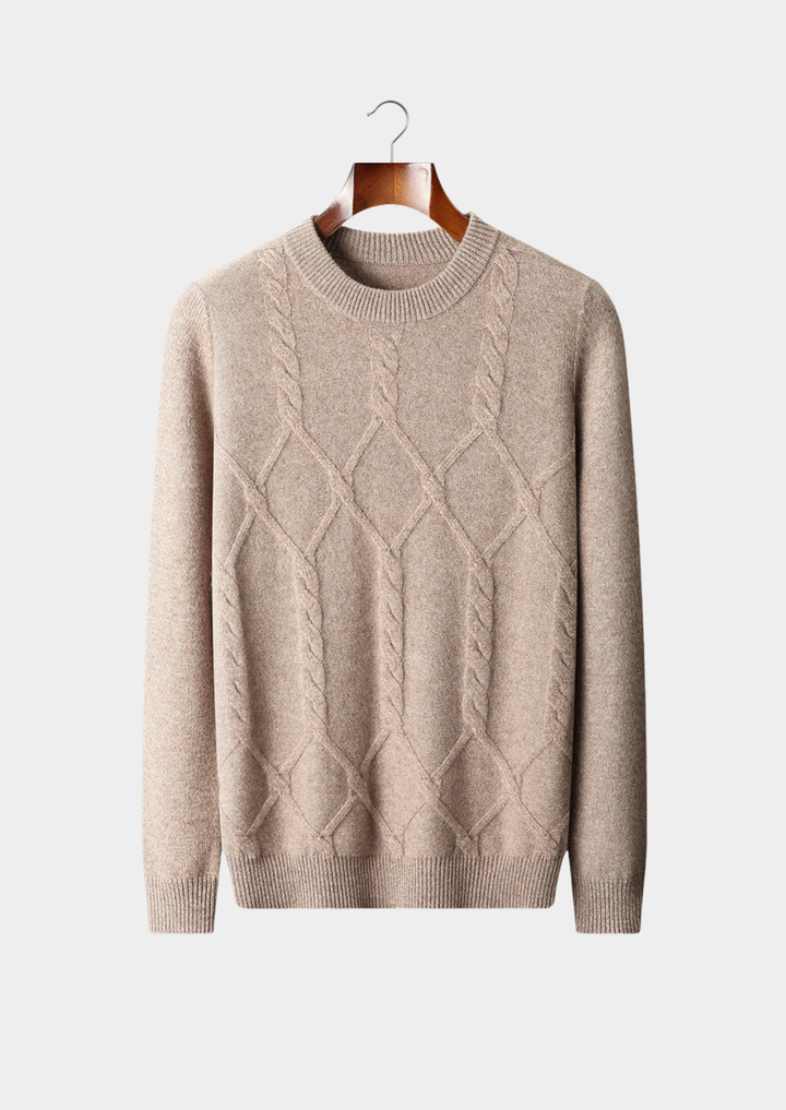 Extra-Fine Merino Wool Cable-Knit Crewneck Sweater