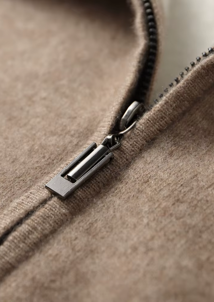 Luxury Cashmere Two-Tone Zip Hoodie