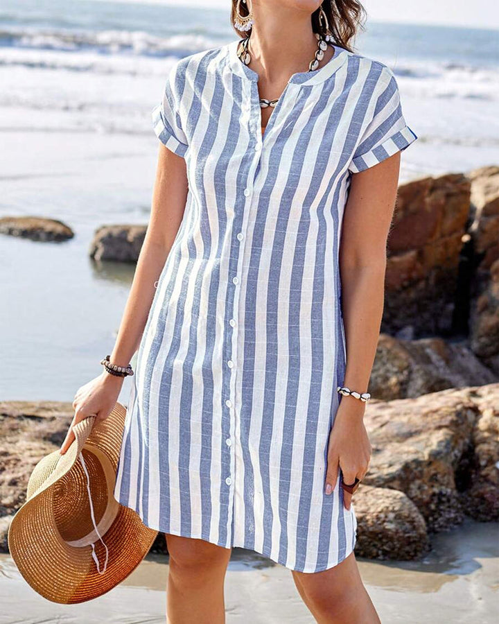 Isabelle | Elegant Striped Shirt Dress