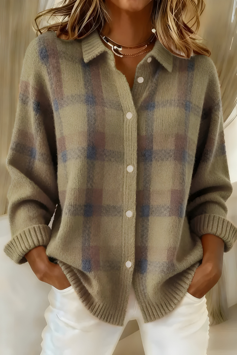 Dolena | Soft knit check cardigan