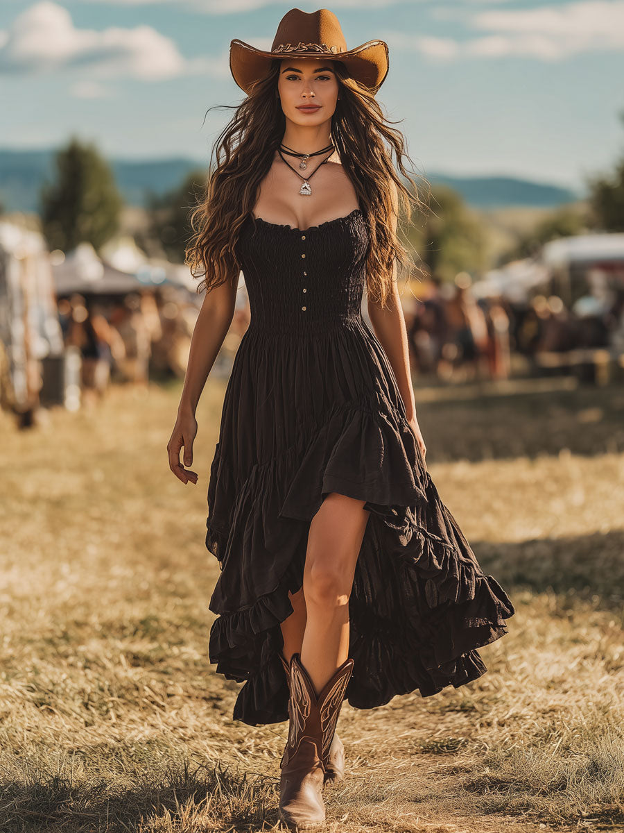 Clara | Ruffle Maxi Dress with Pleated Details