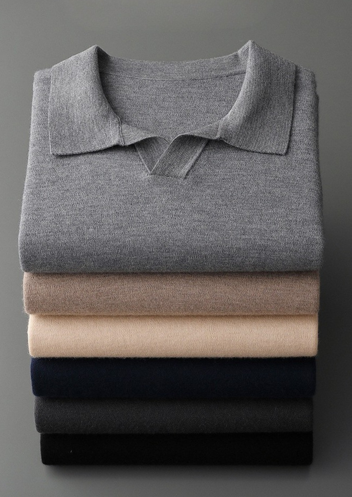 Luxury Cashmere Buttonless Sweater Polo