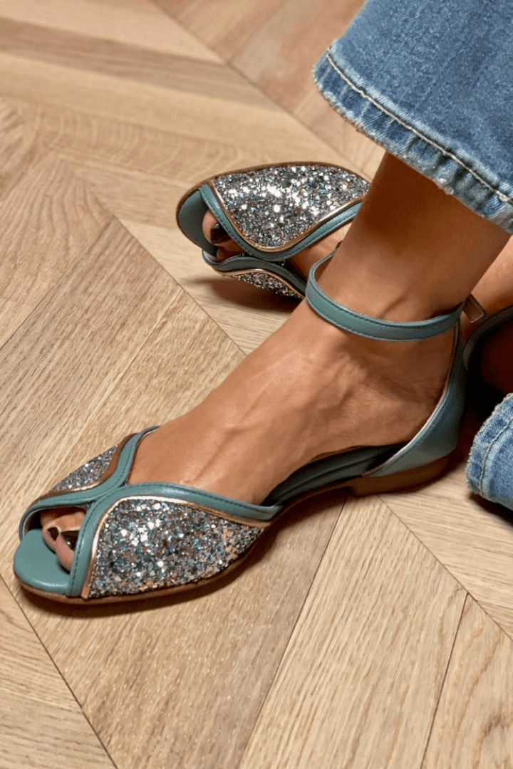 Sofia | Elegant Low Glitter Sandals