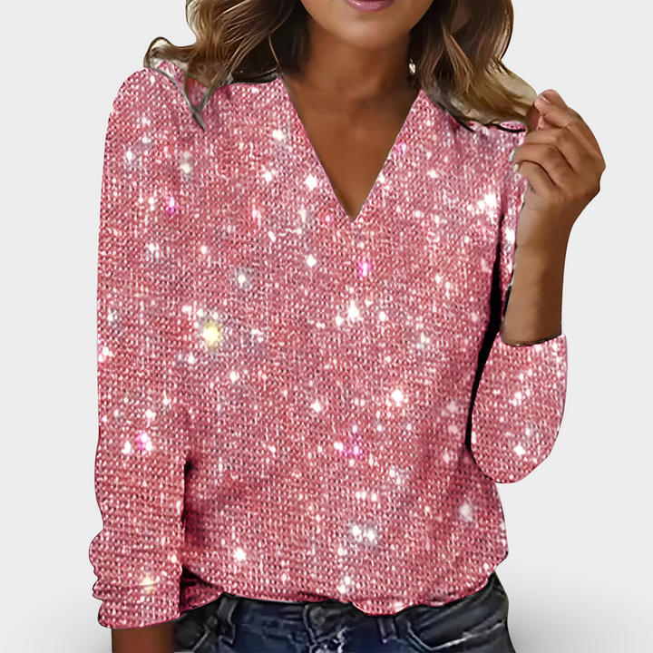 Rosanna | Chic Sparkling V-Neck Diamond Blouse