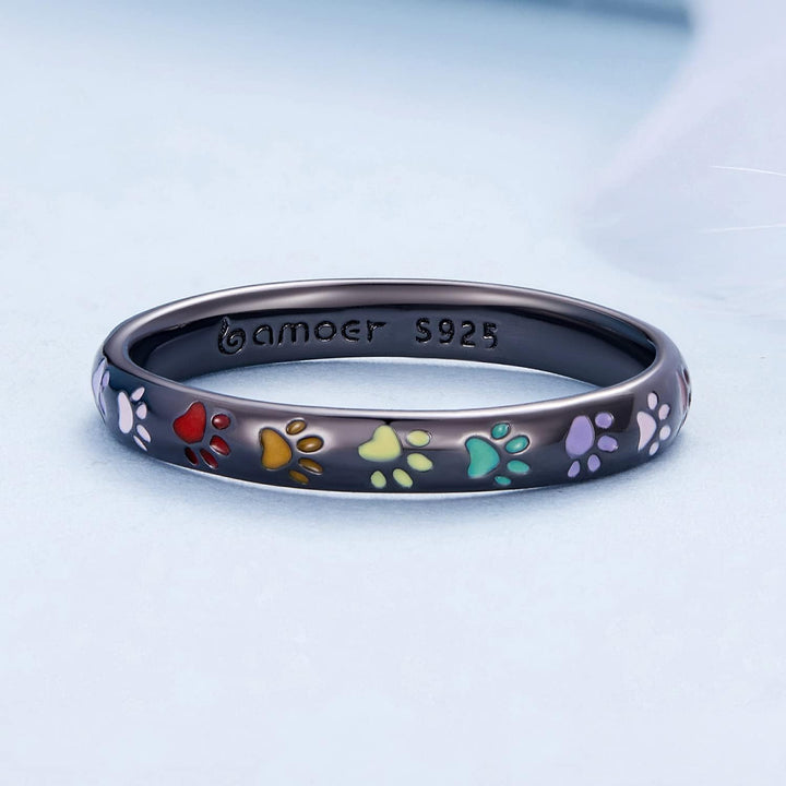 Sterling silver ring with a paw print
