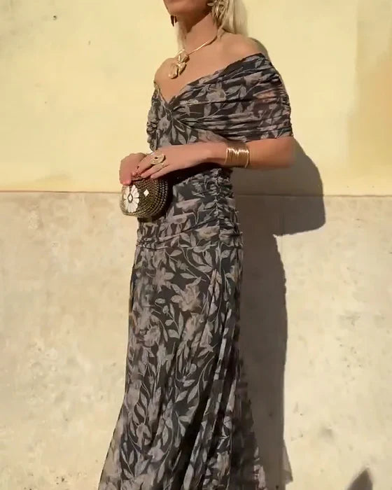 Kia | Off-the-Shoulder V-neck Gown