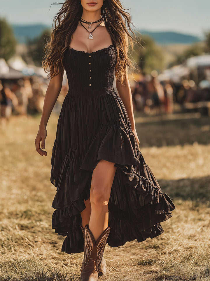 Clara | Ruffle Maxi Dress with Pleated Details